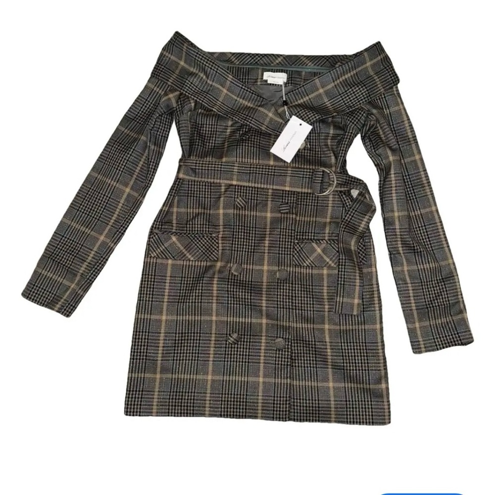 Plaid Off-Shoulder Women's Dress